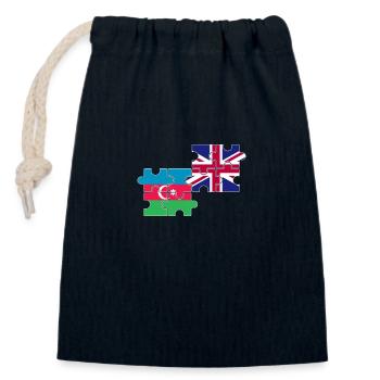Azerbaijan UK Flag Azerbaijani - Closable cotton gift bag (14x20cm) - navy - Front