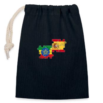 Ethiopia Spain Vintage Flag Ethiopian - Closable cotton gift bag (14x20cm) - navy - Front