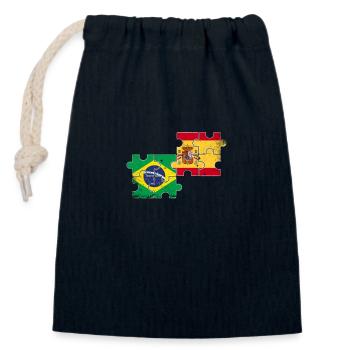 Brazil Spain Vintage Flag Brazilian - Closable cotton gift bag (14x20cm) - navy - Front