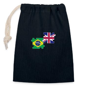 Brazil UK Flag British Brazilian - Closable cotton gift bag (14x20cm) - navy - Front