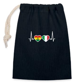 Bolivien Italien Herzschlag Flagge - Verschließbarer Geschenkbeutel aus Baumwolle (14x20cm) - Navy - Vorne