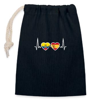 Ecuador Spanien Vintage Herzschlag Flagge - Verschließbarer Geschenkbeutel aus Baumwolle (14x20cm) - Navy - Vorne