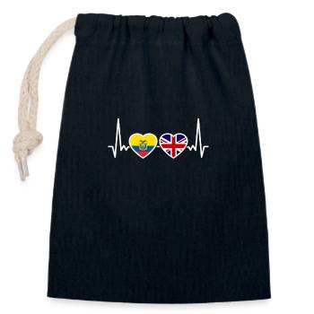 Ecuador UK Herzschlag Flagge Ecuadorianisch - Verschließbarer Geschenkbeutel aus Baumwolle (14x20cm) - Navy - Vorne