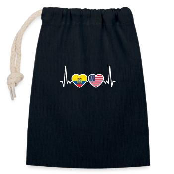 Ecuador USA Herzschlag Flagge Ecuadorianer - Verschließbarer Geschenkbeutel aus Baumwolle (14x20cm) - Navy - Vorne