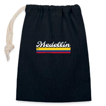 Medellin Vintage Kolumbien Kolumbianische Flagge - Verschließbarer Geschenkbeutel aus Baumwolle (14x20cm) - Navy - Vorne