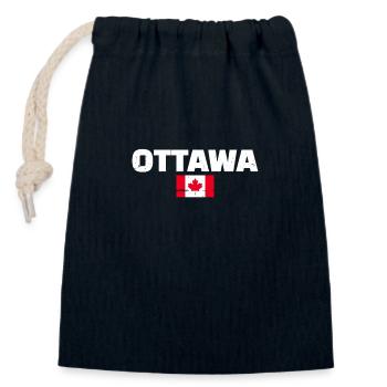 Ottawa Vintage Canada Drapeau canadien - Sac cadeau en coton avec cordon (14 x 20 cm) - bleu marine - Devant