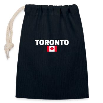 Toronto, Canada, Drapeau canadien, Canadien - Sac cadeau en coton avec cordon (14 x 20 cm) - bleu marine - Devant