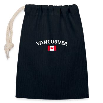 Vancouver, Canada Drapeau canadien Canadien - Sac cadeau en coton avec cordon (14 x 20 cm) - bleu marine - Devant