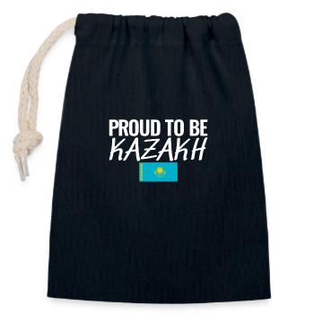 Proud To Be Kazakh Kasachstan Kasachische Flagge - Verschließbarer Geschenkbeutel aus Baumwolle (14x20cm) - Navy - Vorne