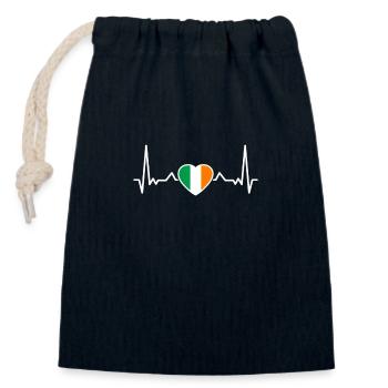 Ireland Heartbeat Irish Flag Irish - Closable cotton gift bag (14x20cm) - navy - Front