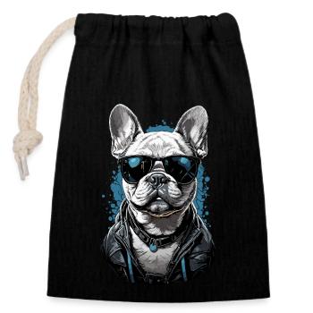 French Bulldog Dog Dog Lover Design - Sac cadeau en coton avec cordon (14 x 20 cm) - noir - Devant