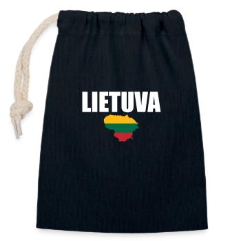 Lietuva Map Lithuania Lithuanian Flag Lithuanians - Closable cotton gift bag (14x20cm) - navy - Front