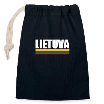 Lietuva Lithuania Lithuanian flag Lithuanian - Closable cotton gift bag (14x20cm) - navy - Front