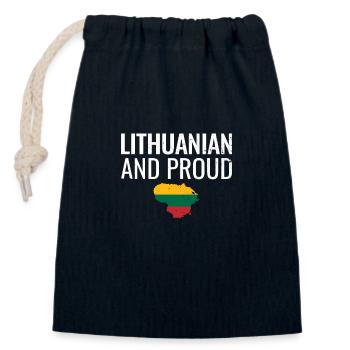 Lithuanian And Proud Vintage Lithuania Flag - Closable cotton gift bag (14x20cm) - navy - Front