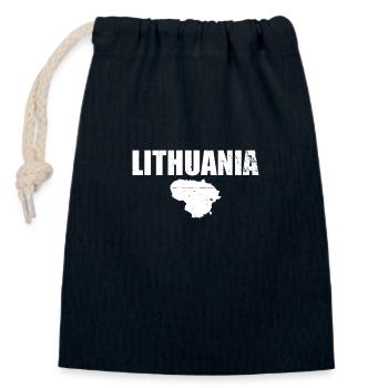 Lithuania Vintage Map Lithuanian Lithuanian Lithuanians - Closable cotton gift bag (14x20cm) - navy - Front