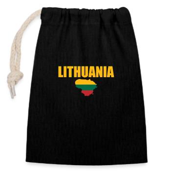 Lithuania Map Lithuania Lithuanian flag Lithuanians - Closable cotton gift bag (14x20cm) - black - Front