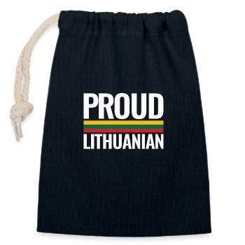 Proud Lithuanian Lithuania Lithuanian Flag Lithuanian - Closable cotton gift bag (14x20cm) - navy - Front