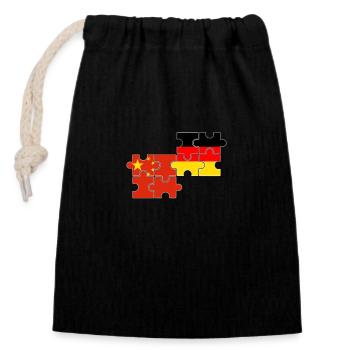 China Germany Flag German Chinese - Closable cotton gift bag (14x20cm) - black - Front