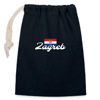 Zagreb Vintage Croatia Croatian Flag Croat - Closable cotton gift bag (14x20cm) - navy - Front