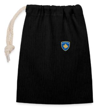 Kosovo Coat of Arms Kosovar Flag Kosovare - Closable cotton gift bag (14x20cm) - black - Front