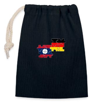 Laos Deutschland Vintage Flagge Deutsch Laote - Verschließbarer Geschenkbeutel aus Baumwolle (14x20cm) - Navy - Vorne
