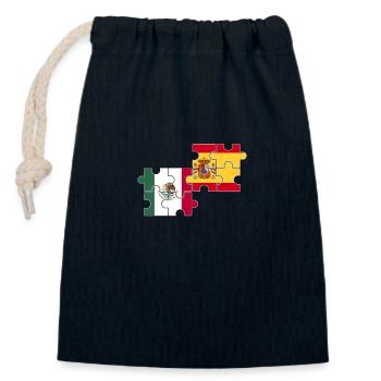 Mexique Espagne Drapeau Mexicains espagnols - Sac cadeau en coton avec cordon (14 x 20 cm) - bleu marine - Devant