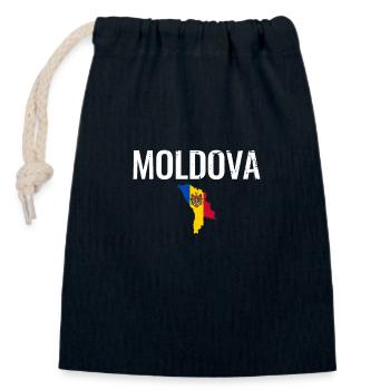 Moldau Vintage Karte Moldauische Flagge Moldauer - Verschließbarer Geschenkbeutel aus Baumwolle (14x20cm) - Navy - Vorne