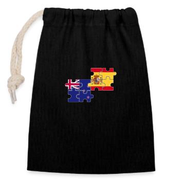 New Zealand Spain Flag New Zealand - Closable cotton gift bag (14x20cm) - black - Front