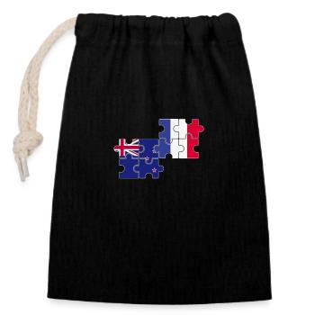 New Zealand France Flag New Zealanders - Closable cotton gift bag (14x20cm) - black - Front