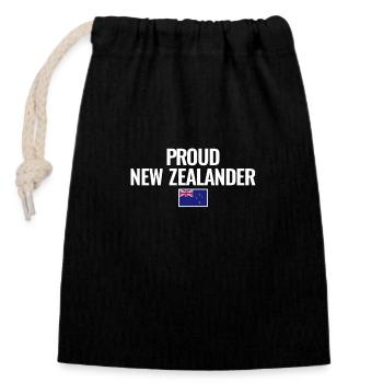 Proud New Zealander New Zealand Flag - Closable cotton gift bag (14x20cm) - black - Front