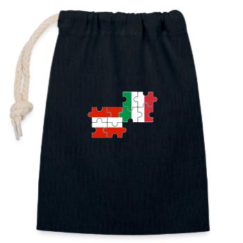 Autriche Italie Drapeau Italien Autrichien - Sac cadeau en coton avec cordon (14 x 20 cm) - bleu marine - Devant