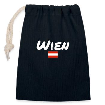 Vienne, Autriche, Drapeau, Autriche, Autriche - Sac cadeau en coton avec cordon (14 x 20 cm) - bleu marine - Devant