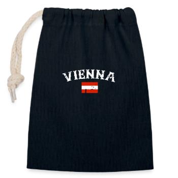 Vienne Autriche Vintage drapeau autrichien - Sac cadeau en coton avec cordon (14 x 20 cm) - bleu marine - Devant