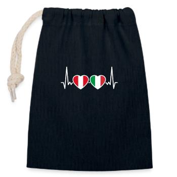 Peru Italy Heartbeat Flag Italian Peruvian - Closable cotton gift bag (14x20cm) - navy - Front