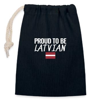 Proud To Be Latvian Latvian Latvian Flag - Closable cotton gift bag (14x20cm) - navy - Front