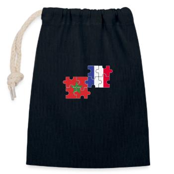 Marokko Frankreich Flagge Französisch Marokkaner - Verschließbarer Geschenkbeutel aus Baumwolle (14x20cm) - Navy - Vorne