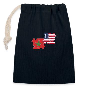 Marokko USA Flagge Amerikanisch Marokkanisch - Verschließbarer Geschenkbeutel aus Baumwolle (14x20cm) - Navy - Vorne