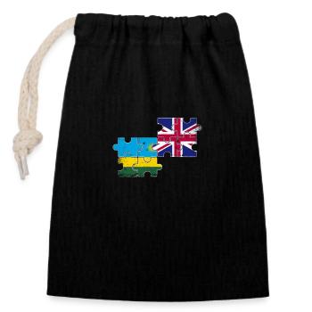 Ruanda UK Vintage Flagge Britisch Ruandisch - Verschließbarer Geschenkbeutel aus Baumwolle (14x20cm) - Schwarz - Vorne