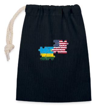 Rwanda USA Vintage Flagge Amerikanisch Ruandisch - Verschließbarer Geschenkbeutel aus Baumwolle (14x20cm) - Navy - Vorne