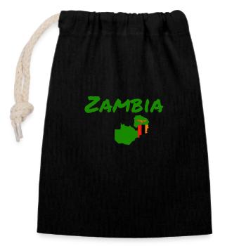 Carte de la Zambie Zambie Drapeau de la Zambie - Sac cadeau en coton avec cordon (14 x 20 cm) - noir - Devant