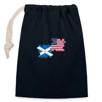 Scotland USA Vintage Flag Scottish - Closable cotton gift bag (14x20cm) - navy - Front