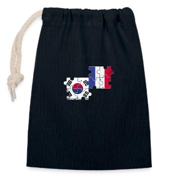 Corée du Sud France Vintage drapeau sud-coréen - Sac cadeau en coton avec cordon (14 x 20 cm) - bleu marine - Devant