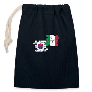 Corée du Sud Italie Vintage drapeau sud-coréen - Sac cadeau en coton avec cordon (14 x 20 cm) - bleu marine - Devant