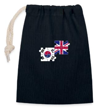 Corée du Sud Royaume-Uni Drapeau britannique Coréen - Sac cadeau en coton avec cordon (14 x 20 cm) - bleu marine - Devant