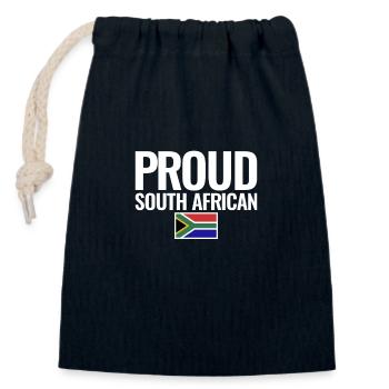 Proud South African Südafrika Flagge - Verschließbarer Geschenkbeutel aus Baumwolle (14x20cm) - Navy - Vorne