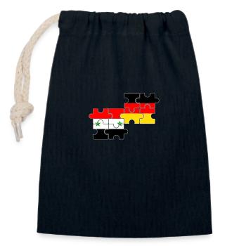 Syrie Allemagne Drapeau Allemand Syrien - Sac cadeau en coton avec cordon (14 x 20 cm) - bleu marine - Devant