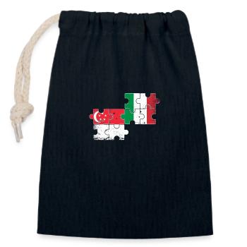 Singapur Italien Vintage Flagge Singapurer - Verschließbarer Geschenkbeutel aus Baumwolle (14x20cm) - Navy - Vorne