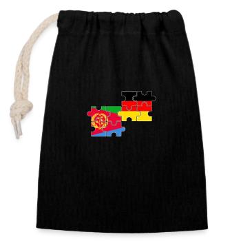 Eritrea Deutschland Flagge Deutsch Eritreer - Verschließbarer Geschenkbeutel aus Baumwolle (14x20cm) - Schwarz - Vorne