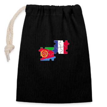 Eritrea Frankreich Flagge Französisch Eritreer - Verschließbarer Geschenkbeutel aus Baumwolle (14x20cm) - Schwarz - Vorne