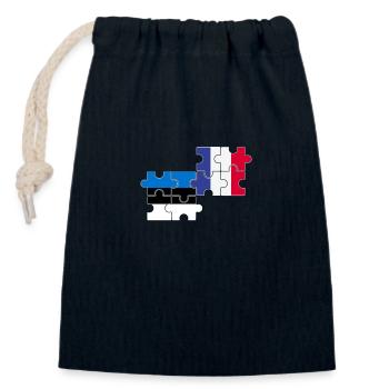 Estonie France Drapeau Français Este - Sac cadeau en coton avec cordon (14 x 20 cm) - bleu marine - Devant